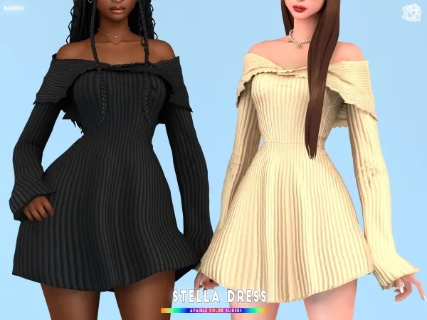 Mix Stella dress brsims by bluerose-sims - The Sims 4 Custom Content