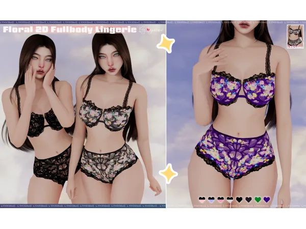 Floral Surprise 2D full body lingerie by lynxsimz