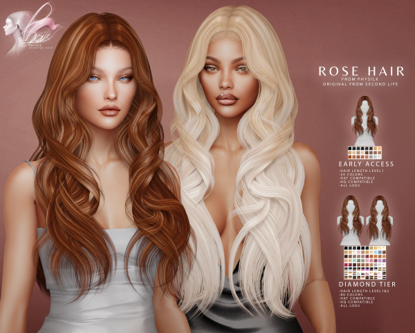 Alpha ROSE HAIR by simsfinds - The Sims 4 Custom Content