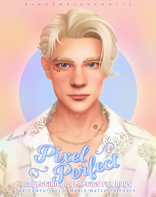 Maxis Match Pixel Perfect collection of genetics for boys by simsfinds - The Sims 4 Custom Content