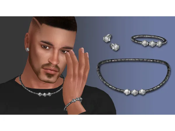 Alpha Mens hexagon jewelry set by modcollective - The Sims 4 Custom Content