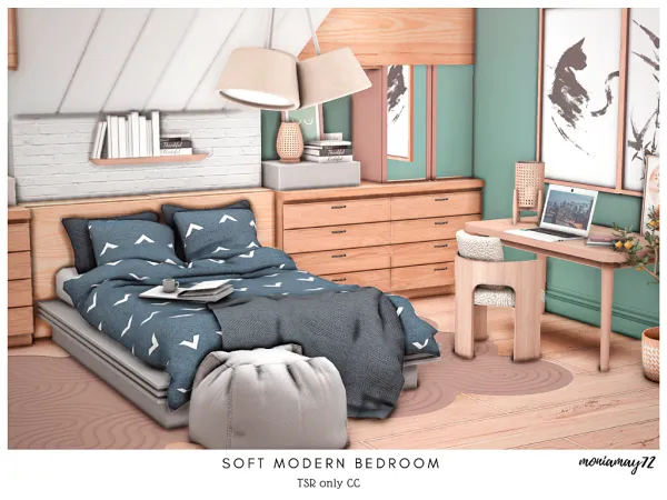 Mix Modern Soft Bedroom - The Sims 4 Custom Content