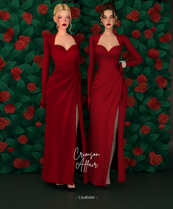 Maxis Match Crimson Affair Dress by liyahsim - The Sims 4 Custom Content
