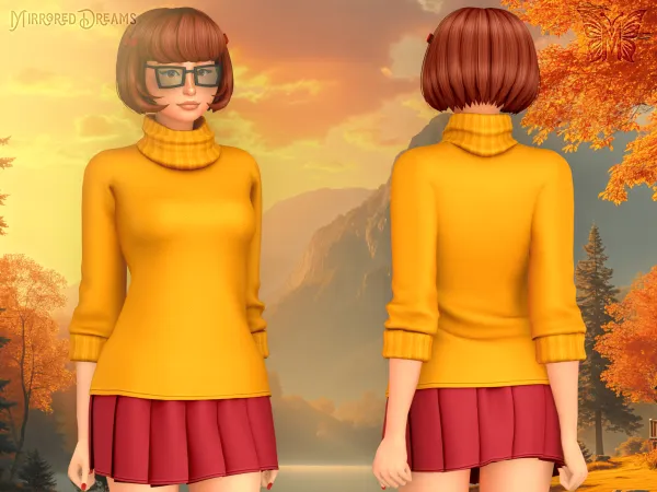 Maxis Match Outfit Velma Dinkley Glasses Mistério SA Post 23 by mirroreddreamscc - The Sims 4 Custom Content