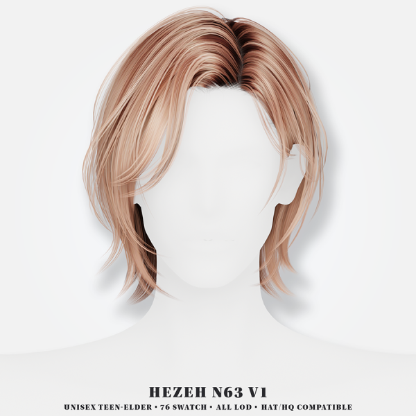 Alpha [Hezeh]Hair_No63 V1 by hezeh - The Sims 4 Custom Content