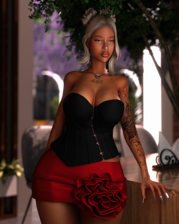 Alpha Fanci Rose Skirt and Corset by simsfinds - The Sims 4 Custom Content