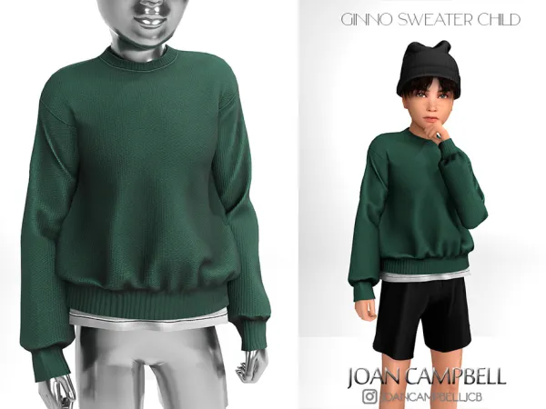 Alpha GINNO SWEATER (CHILD) by Joan_Campbell_Beauty_ - The Sims 4 Custom Content