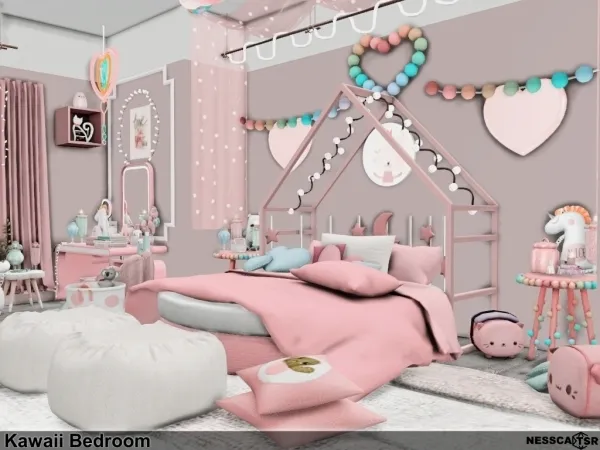 Mix Kawaii Bedroom by nesscasims - The Sims 4 Custom Content