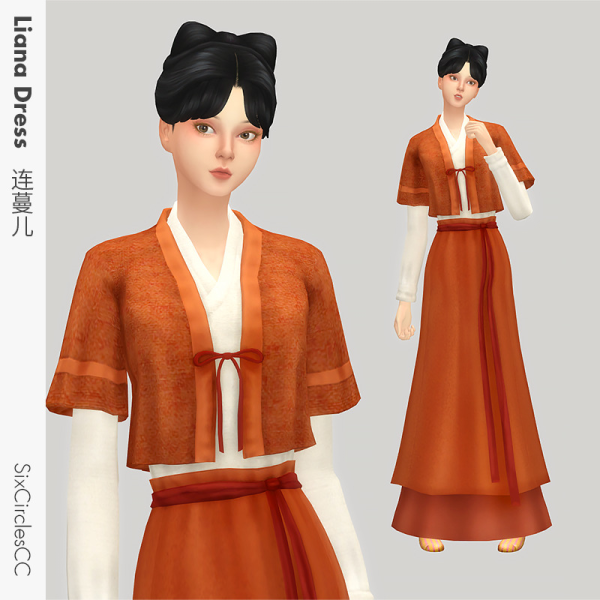 Maxis Match [SixCirclesCC] Chinese Dress Liana by simsfinds - The Sims 4 Custom Content