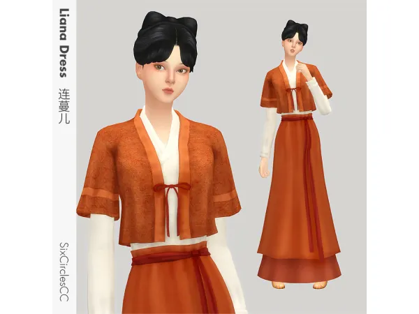 Maxis Match [SixCirclesCC] Chinese Dress Liana - The Sims 4 Custom Content