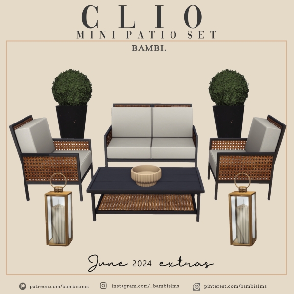 Alpha clio mini patio set by bambisims - The Sims 4 Custom Content