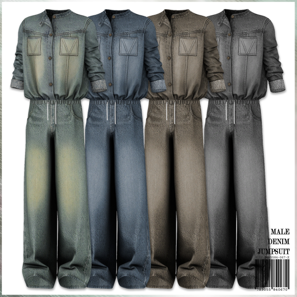 Alpha Male Denim Jumpsuit by simsfinds - The Sims 4 Custom Content