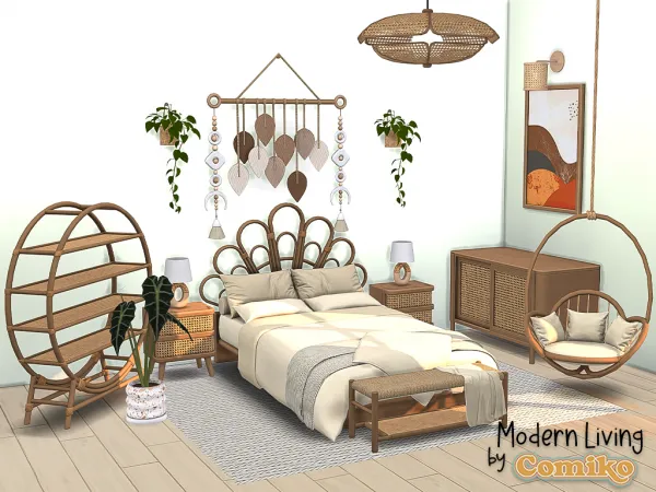 Maxis Match Boho Bedroom by comiko - The Sims 4 Custom Content