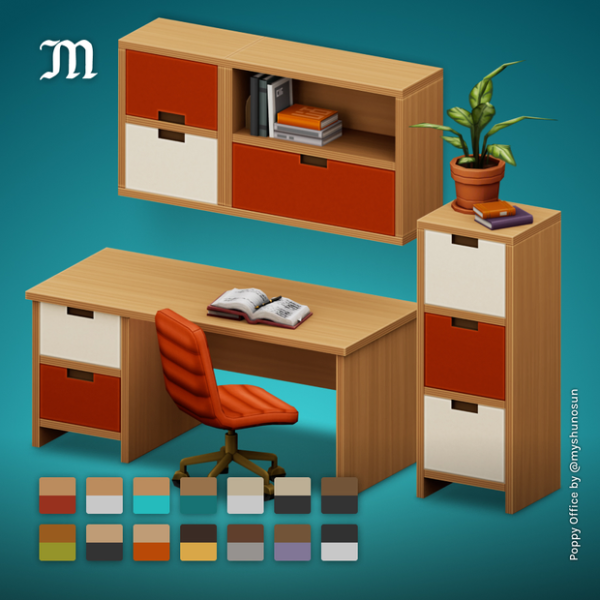 Maxis Match Poppy Office Stuff by simsfinds - The Sims 4 Custom Content