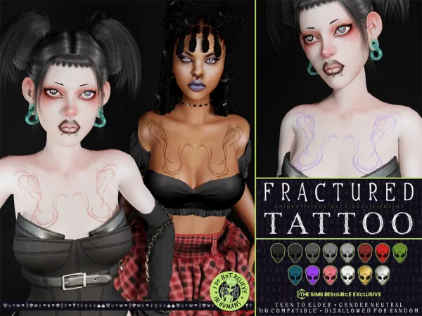 Mix Fractured Tattoo - The Sims 4 Custom Content