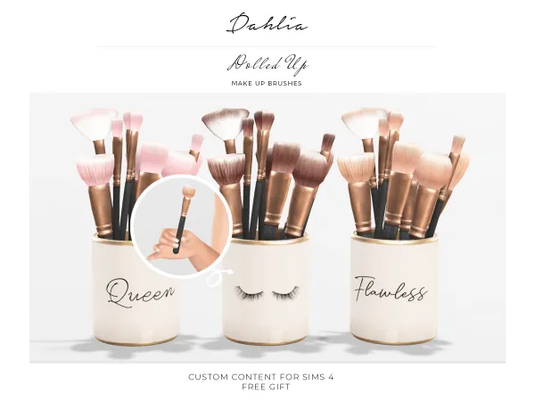 Alpha dahlia dolled up make up brushes (gift) - The Sims 4 Custom Content
