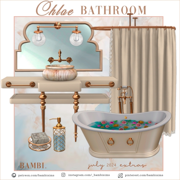 Alpha chloe bathroom set by bambisims - The Sims 4 Custom Content