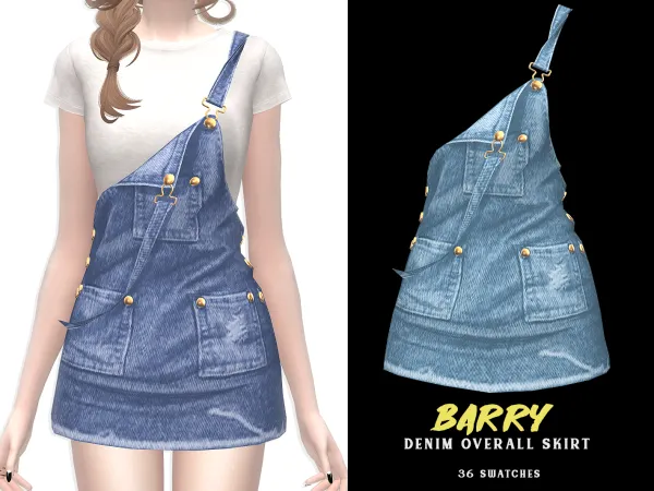 Alpha Barry Denim Overall Skirt by grafity-cc - The Sims 4 Custom Content