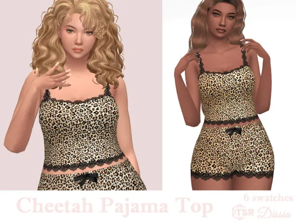 Mix Cheetah Pajama Top by Dissia - The Sims 4 Custom Content