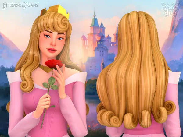 Maxis Match Hair Princess Aurora Crown Necklace by mirroreddreamscc - The Sims 4 Custom Content