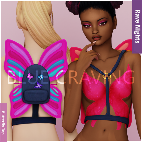 Maxis Match Blue Craving Butterfly Top by bluecraving - The Sims 4 Custom Content
