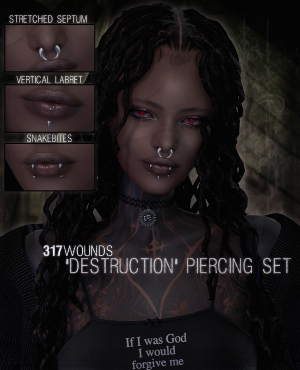 Maxis Match 317Wounds Destruction Piercings Set by simsfinds - The Sims 4 Custom Content