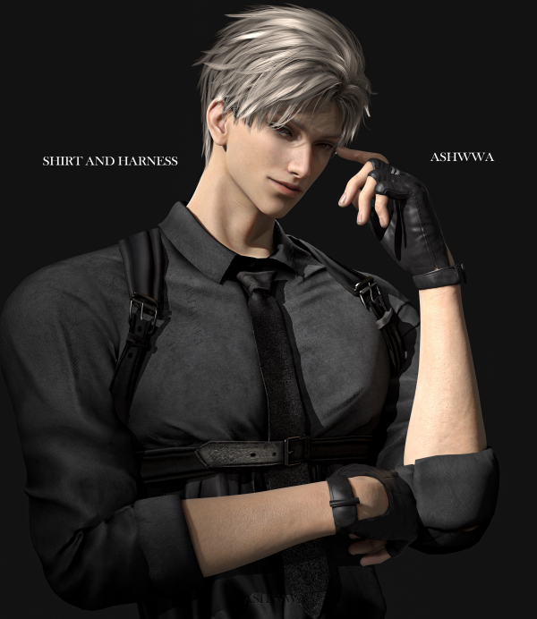 Alpha Man in Shirt harness by simsfinds - The Sims 4 Custom Content