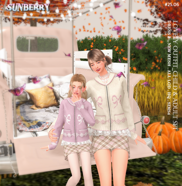 Alpha [SUNBERRY] 2506 Adult Child Lovely outfit by simsfinds - The Sims 4 Custom Content