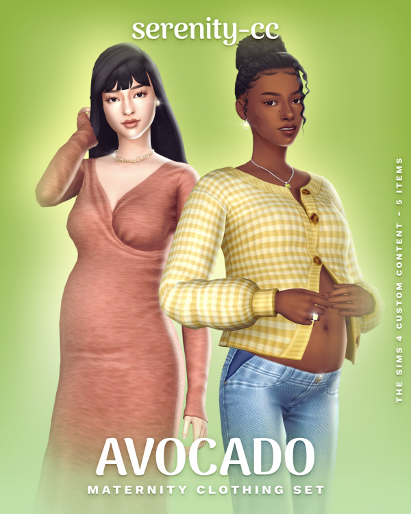 Maxis Match The Avocado Maternity Clothing Set by simsfinds - The Sims 4 Custom Content