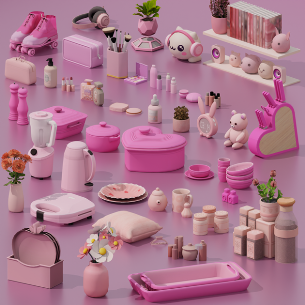 Mix Pink Power Clutter Set by simsfinds - The Sims 4 Custom Content