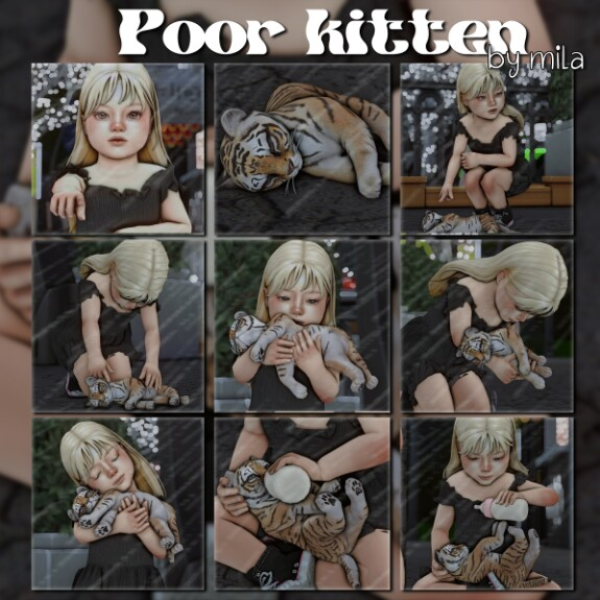 Mix Posepack 14 Poor kitten by simsfinds - The Sims 4 Custom Content
