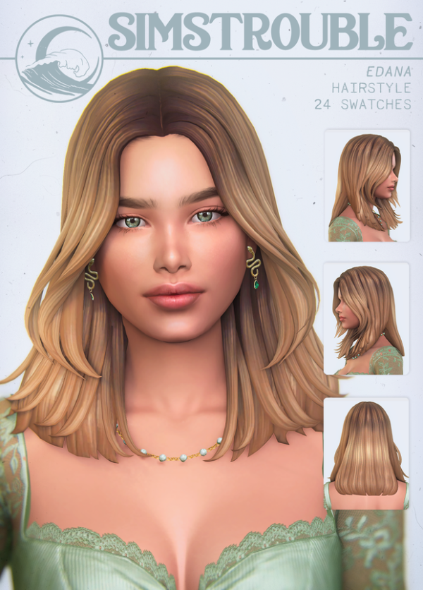 Maxis Match Edana Hairstyle (2 Versions) by simsfinds - The Sims 4 Custom Content