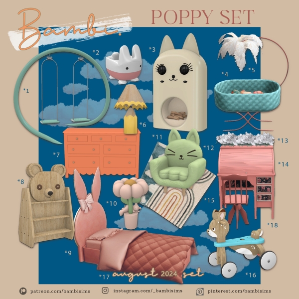 Alpha poppy set by bambisims - The Sims 4 Custom Content