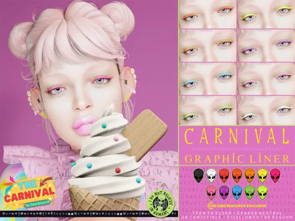 Mix carnival graphic liner by unidentifiedsims - The Sims 4 Custom Content