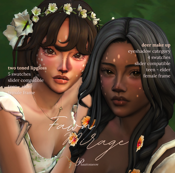Maxis Match fawn mirage deer make up set phantomeow by simsfinds - The Sims 4 Custom Content