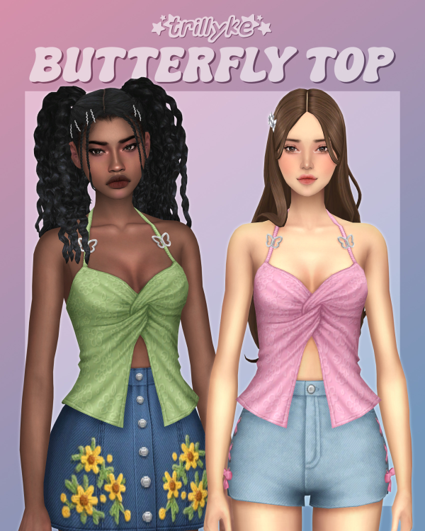 Maxis Match Butterfly Top by simsfinds - The Sims 4 Custom Content