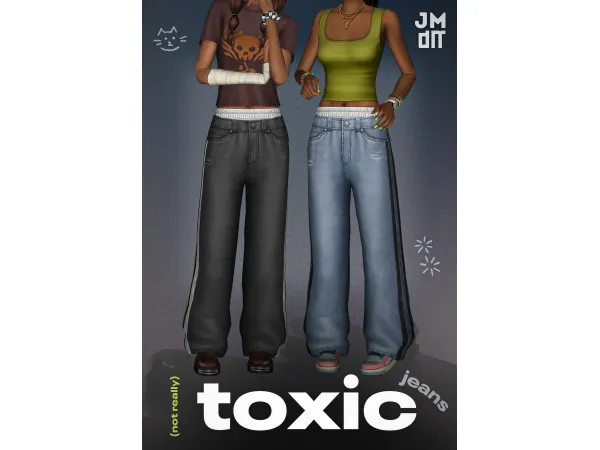 Maxis Match TOXIC JEANS by jellymoo - The Sims 4 Custom Content