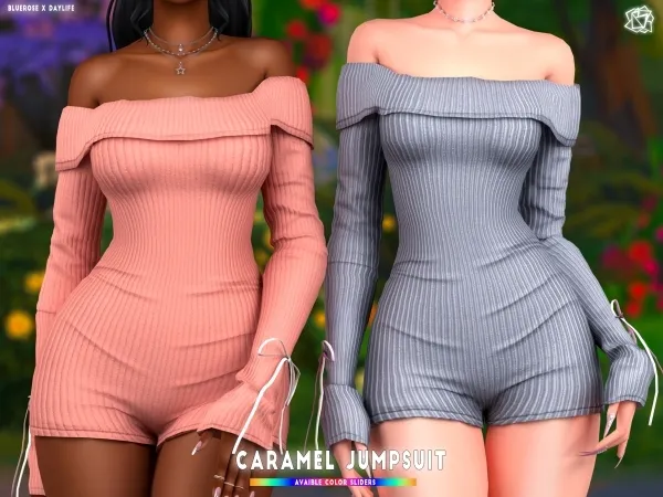 Mix Caramel Jumpsuit Bluerose x Daylife by bluerose-sims - The Sims 4 Custom Content