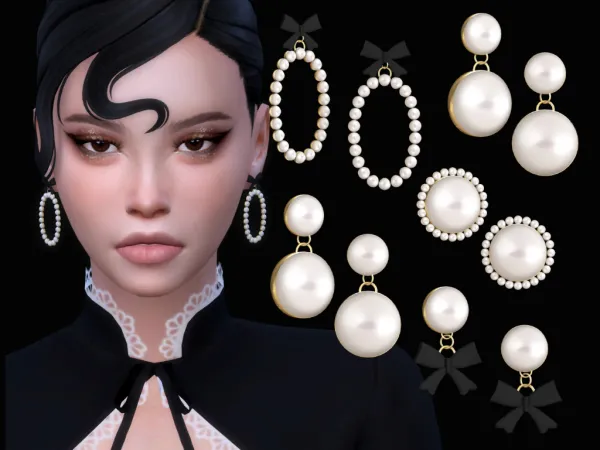 Alpha Pearl Earring Set by simsfinds - The Sims 4 Custom Content