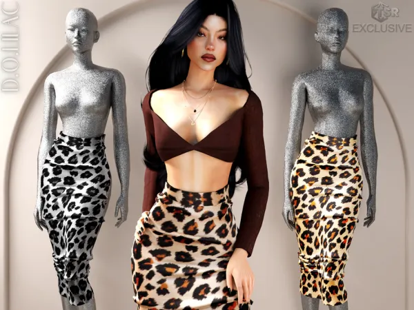 Alpha Animal Printed Midi Skirt DO0734 by d-o-lilac - The Sims 4 Custom Content