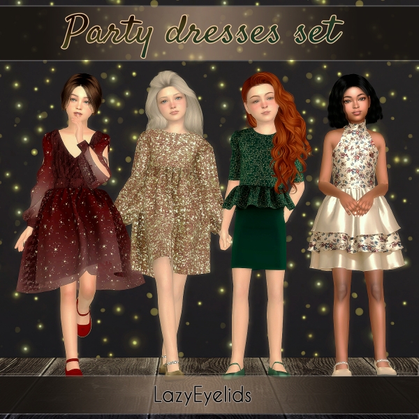 Mix Party dresses set for kids by lazyeyelids - The Sims 4 Custom Content