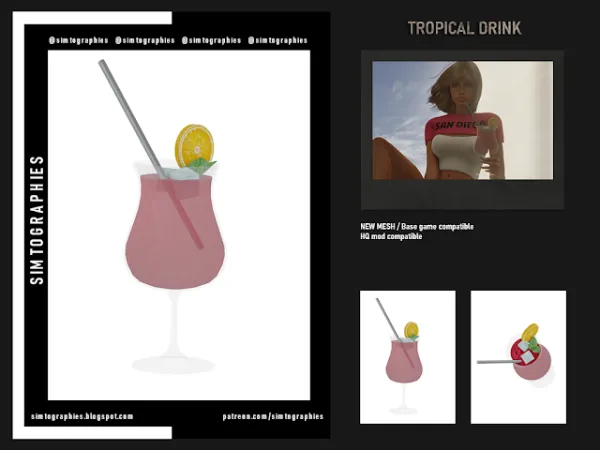 Alpha Tropical Drink by simtographies - The Sims 4 Custom Content