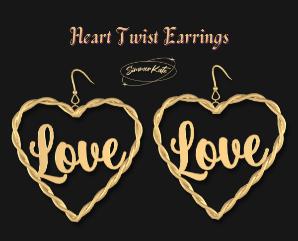 Mix Heart Twist Earrings by simmerkatex - The Sims 4 Custom Content