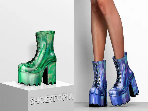 Alpha Shoestopia Chromatica Platform Boots by shoestopia - The Sims 4 Custom Content