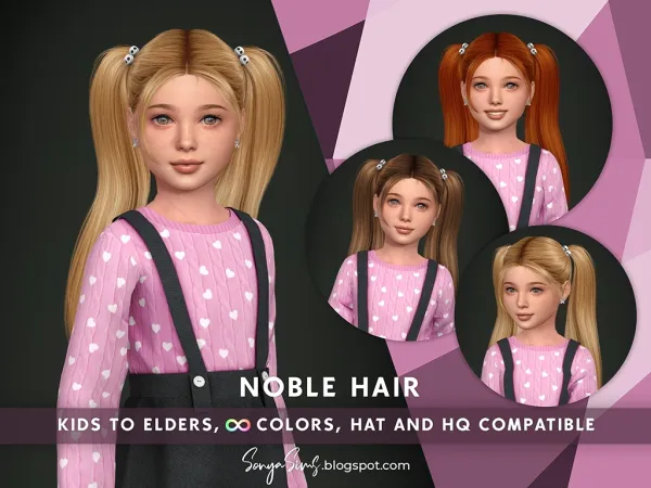 Alpha NOBLE HAIR KIDS (VERSION A FRONT STRANDS) by sonyasims - The Sims 4 Custom Content
