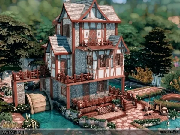 Mix Ye Medieval Water Mill by nesscasims - The Sims 4 Custom Content