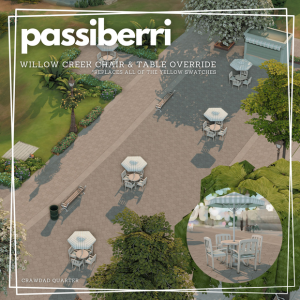 Mix Willow Creek Chair Table Override by simsfinds - The Sims 4 Custom Content