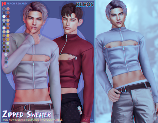 Mix PEACH Zipped Sweater by simsfinds - The Sims 4 Custom Content