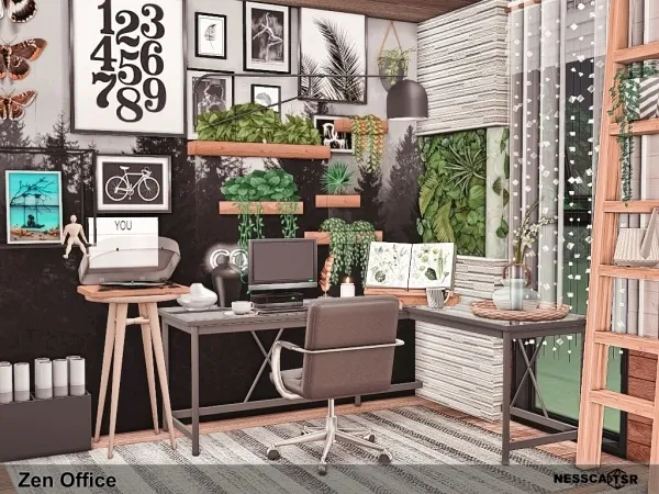 Mix Zen Office by nesscasims - The Sims 4 Custom Content