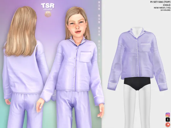Alpha ChildF PJ SET 566 (TOP) BD1458 tr by busratr - The Sims 4 Custom Content